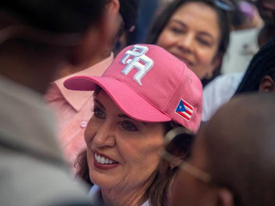 June 14, 2026, New York, New York, USA: NY Governor Kathy Hochul marching in the 69th annual Puerto Rican Day Parade which made its way up Fifth Avenue to a sea of red white and blue celebrating the expansive cultural legacy and global footprint of .Puerto Rico. Salsa music, floats, dance and Puerto Rican pride filled the air as thousands marched and.watched from the sidelines. New York USA  - ZUMAh156 20260614_znp_h156_003 Copyright: xMiloxHessx