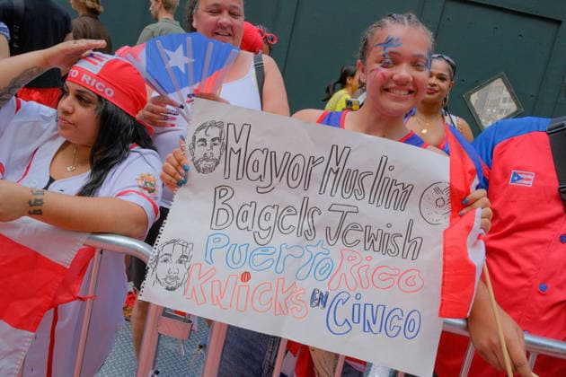 June 14, 2026, New York, New York, USA: Puerto Rican pride at the 69th annual Puerto Rican Day Parade which made its way up Fifth Avenue to a sea of red white and blue celebrating the expansive cultural legacy and global footprint of .Puerto Rico. Salsa music, floats, dance and Puerto Rican pride filled the air as thousands marched and.watched from the sidelines. New York USA  - ZUMAh156 20260614_znp_h156_009 Copyright: xMiloxHessx