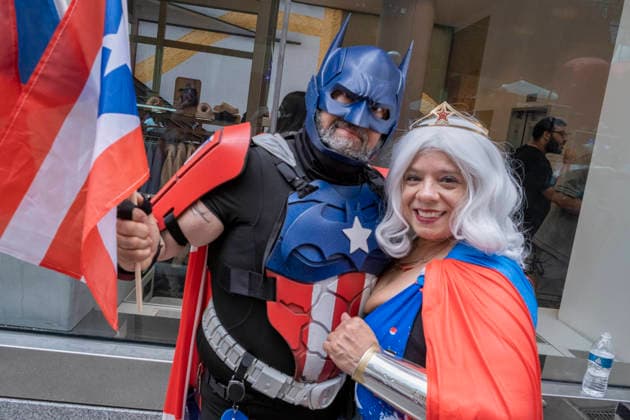 June 14, 2026, New York, New York, USA: Costumed cosplay at the 69th annual Puerto Rican Day Parade which made its way up Fifth Avenue to a sea of red white and blue celebrating the expansive cultural legacy and global footprint of .Puerto Rico. Salsa music, floats, dance and Puerto Rican pride filled the air as thousands marched and.watched from the sidelines. New York USA  - ZUMAh156 20260614_znp_h156_013 Copyright: xMiloxHessx