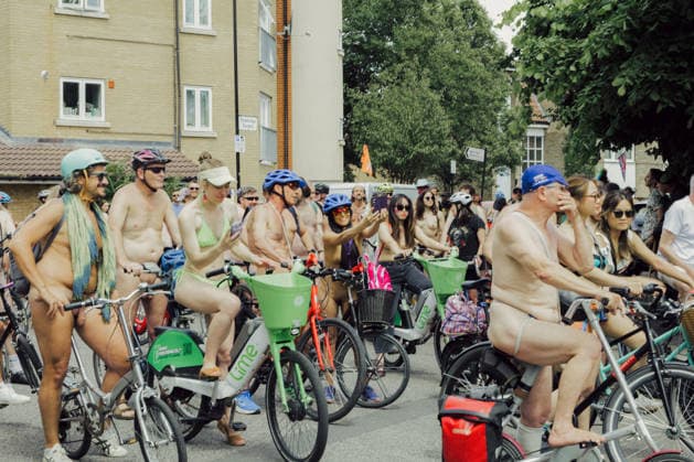 Participants take part in the World Naked Bike Ride in London, UK on 14 June 2026. Copyright: xx WorldNakedBikeRideLondon_London_RyoheyNakayama-23023