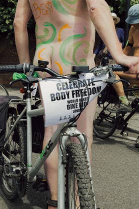Participants take part in the World Naked Bike Ride in London, UK on 14 June 2026. Copyright: xx WorldNakedBikeRideLondon_London_RyoheyNakayama-31031