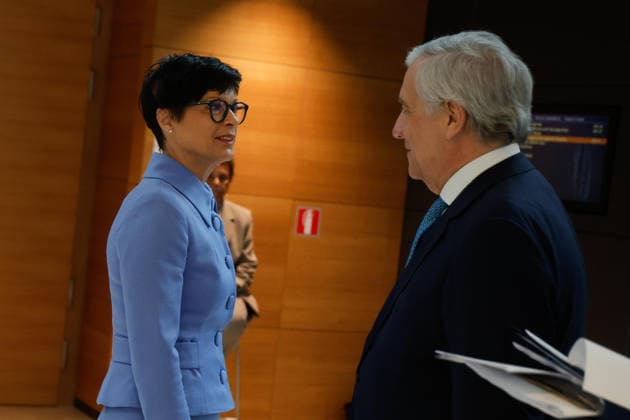 June 15, 2026, Luxembourg, Luxembourg: European Commissioner for Enlargement Marta Kos and Italy s Minister for Foreign Affairs Antonio Tajani at the Eu Headquarters during the Eu Foreign Affairs Council, in Luxembourg, 15 June 2026. ANSA GIUSEPPE LAMI Luxembourg Luxembourg  - ZUMAa110 20260615_zaf_a110_002 Copyright: xGiuseppexLamix