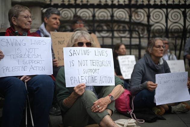 UK Court of Appeal upholds ban on Palestine Action LONDON, UNITED KINGDOM - JUNE 15: Demonstrators, holding banners and placards, gather outside the Royal Courts of Justice during a Lift The Ban protest organized by Defend Our Juries, following a Court of Appeal ruling that upheld the legality of the ban on Palestine Action, a group known for targeting companies linked to Israel, in London, United Kingdom, on June 15, 2026. Rasid Necati Aslim Anadolu London United Kingdom. Editorial use only. Please get in touch for any other usage.  Copyright: x2026xAnadoluxRaÅüidxNecatixAslÄ±mx