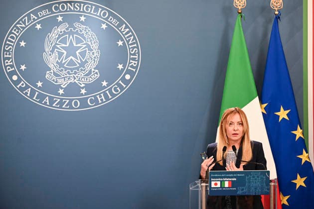 June 15, 2026, Rome, Italy: Italian Prime Minister Giorgia Meloni delivers declarations to the press during her meeting with Japanese Premier Takaichi (not pictured) at Villa Pamphilij in Rome, Italy, 15 June 2026. ANSA RICCARDO ANTIMIANI. Rome Italy  - ZUMAa110 20260615_zaf_a110_017 Copyright: xRiccardoxAntimianix