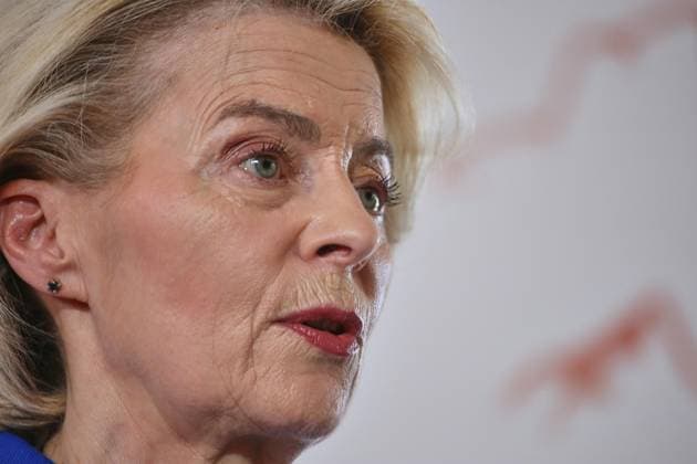 Évian-les-Bains, Frankreich, 15.06.2026: Hotel Ermitage: G7-Gipfel: Pressekonferenz mit EU-Kommissionspräsidentin Ursula von der Leyen *** Évian-les-Bains, France, June 15, 2026 Hotel Ermitage G7 Summit Press Conference with European Commission President Ursula von der Leyen,detected_source_language Copyright: xdtsxNachrichtenagenturx dts_123046