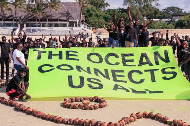 Environmental activists gather for oceans in Mombasa MOMBASA, KENYA - JUNE 15: Local residents, activists, members of Greenpeace Africa, and advocates for ocean justice gather on the beach as part of the 11th Ocean Conference, organized under the theme Our Ocean, Our Heritage, Our Future, to call for the protection of the oceans, which are vital for the sustainability of their livelihoods in Mombasa, Kenya on June 15, 2026. Lucas Mukasa Anadolu Mombasa Kenya. Editorial use only. Please get in touch for any other usage.  Copyright: x2026xAnadoluxLucasxMukasax
