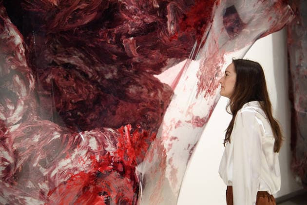 Anish Kapoor Photocall at Hayward Gallery, London, UK A staff member views Plastic Sacrifice I by Anish Kapoor as part of an exhibition by Anish Kapoor at Hayward Gallery, London, England, UK on Monday 15 June, 2026 which runs from Tue 16 June 2026 to Sun 18 October 2026., Credit:Justin Ng Avalon UK, England, London, Hayward Gallery  Copyright: xJustinxNgx xAvalonx 1110355381