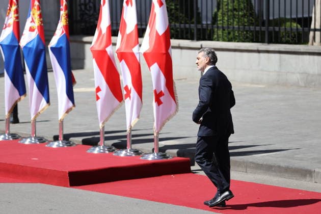 Serbian President Aleksandar Vucic in Tbilisi TBILISI, GEORGIA - JUNE 15: Serbian President Aleksandar Vucic is welcomed by Georgian President Mikheil Kavelashvili with an official welcoming ceremony in front of the Presidential Palace in Tbilisi, Georgia on June 15, 2026. Vucic arrived in the country for a series of official meetings and talks. Davit Kachkachishvili Anadolu Tbilisi Georgia. Editorial use only. Please get in touch for any other usage.  Copyright: x2026xAnadoluxDavitxKachkachishvilix
