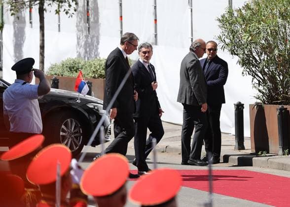 Serbian President Aleksandar Vucic in Tbilisi TBILISI, GEORGIA - JUNE 15: Serbian President Aleksandar Vucic is welcomed by Georgian President Mikheil Kavelashvili with an official welcoming ceremony in front of the Presidential Palace in Tbilisi, Georgia on June 15, 2026. Vucic arrived in the country for a series of official meetings and talks. Davit Kachkachishvili Anadolu Tbilisi Georgia. Editorial use only. Please get in touch for any other usage.  Copyright: x2026xAnadoluxDavitxKachkachishvilix