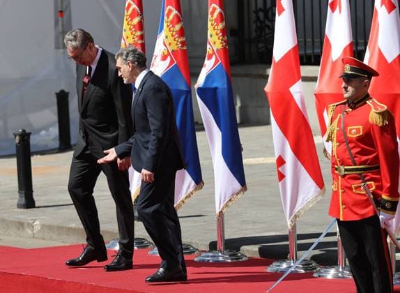Serbian President Aleksandar Vucic in Tbilisi TBILISI, GEORGIA - JUNE 15: Serbian President Aleksandar Vucic is welcomed by Georgian President Mikheil Kavelashvili with an official welcoming ceremony in front of the Presidential Palace in Tbilisi, Georgia on June 15, 2026. Vucic arrived in the country for a series of official meetings and talks. Davit Kachkachishvili Anadolu Tbilisi Georgia. Editorial use only. Please get in touch for any other usage.  Copyright: x2026xAnadoluxDavitxKachkachishvilix