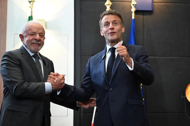 President Lula Meets President Macron At G7 Summit - France Brazilian President Luiz Inacio Lula da Silva meets French President Emmanuel Macron during the G7 summit in Evian-les-Bains, France on June 15, 2026. Photo by Jeanne Accorsini Pool ABACAPRESS.COM EVIAN France  Copyright: xAccorsinixJeanne Pool ABACAx