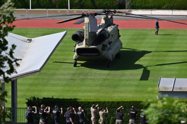 President Trump arrives in Evian, France to attend G7 Summit EVIAN-LES-BAINS, FRANCE - JUNE 15: US President Donald Trump s helicopter, Marine One, lands as he arrives for the G7 Leaders Summit at the Hotel Royal, Evian Resort, in Evian-les-Bains, France, on June 15, 2026. Mustafa Yalcin Anadolu Evian-les-Bains France. Editorial use only. Please get in touch for any other usage.  Copyright: x2026xAnadoluxMustafaxYalcinx