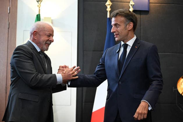 Brazilian President Luiz Inácio Lula da Silva meets with French President Emmanuel Macron during the G7 summit in Évian-les-Bains, France, on Monday, June 15, 2026. Jeanne Accorsini, Pool Bestimage, Évian-les-Bains, France,detected_source_language  Copyright: xJeannexAccorsinix xPoolx xBestimagexJeannexAccorsinix xPoolx xBestimagex