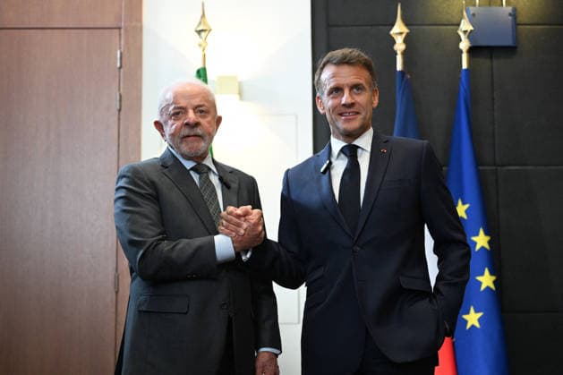 Brazilian President Luiz Inácio Lula da Silva meets with French President Emmanuel Macron during the G7 summit in Évian-les-Bains, France, on Monday, June 15, 2026. Jeanne Accorsini, Pool Bestimage, Évian-les-Bains, France,detected_source_language  Copyright: xJeannexAccorsinix xPoolx xBestimagexJeannexAccorsinix xPoolx xBestimagex