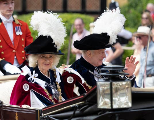 . 15 06 2026. Windsor, United Kingdom. King Charles III and Queen Camilla leaving the Garter Day service at Windsor Castle, United Kingdom.  xStephenxLockx xi-Imagesx IIM-26831-0036
