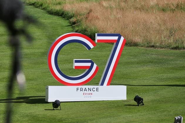 Publier, Frankreich, 15.06.2026: G7-Gipfel: Logo von G7-Gipfel *** Publier, France, June 15, 2026 G7 Summit Logo of the G7 Summit,detected_source_language Copyright: xdtsxNachrichtenagenturx dts_123105