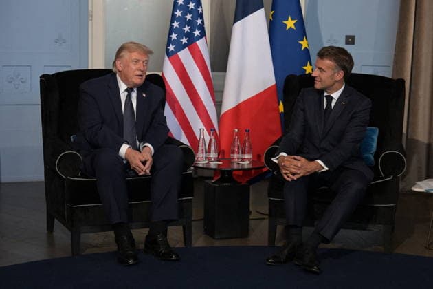 U.S. President Donald Trump and French President Emmanuel Macron pictured at a bilateral meeting during the G7 summit at the Hotel Royal in Évian-les-Bains, France on June 15, 2026. A G7 summit is scheduled to take place June 15–17 in the French town of Évian-les-Bains near Switzerland, and it will be attended by national leaders as well as the EU’s foreign policy chief and ministers from Brazil, Canada, the United Arab Emirates, and Turkey. Ammar Abd Rabbo Pool Bestimage Évian-les-Bains, France,detected_source_language  Copyright: xAmmarxAbdxRabbo Pool BestimagexAmmarxAbdxRabbo Pool Bestimagex