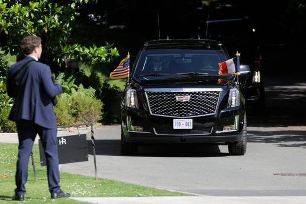 G7 SUMMIT PHOTOPQR LE DAUPHINE Grégory YETCHMENIZA Évian-les-Bains June 15, 2026 Évian-les-Bains, Haute-Savoie, June 15 POOL Le Dauphiné Libéré Arrivals at the Royal continue in our photo Donald Trump at the Royal for the G7 Summit Grégory Yetchmeniza Le Dauphiné Libéré Evian, France June 15, 2026 G7 summit Évian-les-Bains Haute-Savoie Rhône-Alpes France,detected_source_language  Copyright: xPHOTOPQR LExDAUPHINE MAXPPPxGrégoryxYETCHMENIZAx 20260615JDL4689 20260615JDL4689