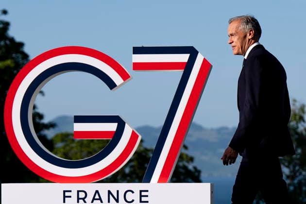 June 15, 2026, Evian-Les-Bains, France: Prime Minister Mark Carney arrives during the G7 summit in Evian-les-Bains, France on Monday, June 15, 2026. Evian-Les-Bains France  - ZUMAc35_ 20260615_zaf_c35_052 Copyright: xChristopherxKatsarovx