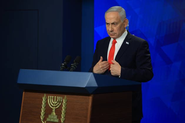 Israeli Prime Minister Benjamin Netanyahu holds a news conference, following a U.S.-Iran deal, in Jerusalem on Monday, June 15, 2026. Pool  JERZ20260515203 RONENxZVULUN