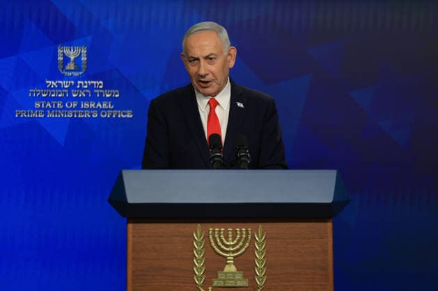 Israeli Prime Minister Benjamin Netanyahu holds a news conference, following a U.S.-Iran deal, in Jerusalem on Monday, June 15, 2026. Pool  JERZ20260515205 RONENxZVULUN