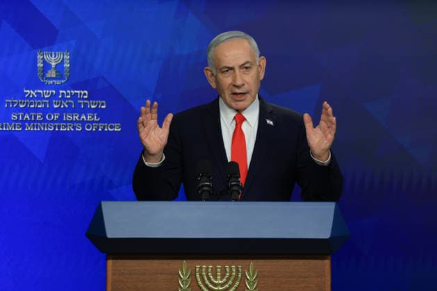 Israeli Prime Minister Benjamin Netanyahu holds a news conference, following a U.S.-Iran deal, in Jerusalem on Monday, June 15, 2026. Pool  JERZ20260515208 RONENxZVULUN