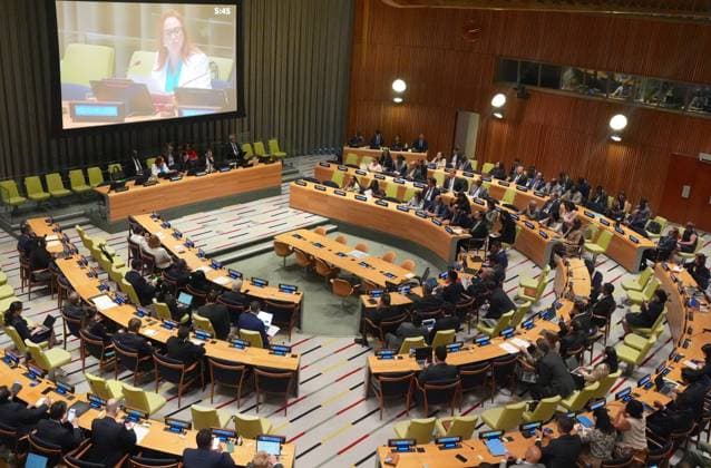 Maria Fernanda Espinosa meets UN delegates in New York NEW YORK, UNITED STATES - JUNE 15: Former President of the 73rd United Nations General Assembly Maria Fernanda Espinosa Garces, a candidate for the position of United Nations Secretary-General, speaks following a dialogue meeting with delegates at the Trusteeship Council Chamber at the United Nations Headquarters in New York, United States, on June 15, 2026. Selcuk Acar Anadolu New York United States. Editorial use only. Please get in touch for any other usage.  Copyright: x2026xAnadoluxSelcukxAcarx