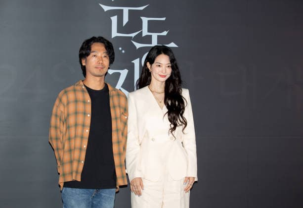 Kim Nam-Hee and Shin Min-Ah, June 15, 2026 : Cast members Kim Nam-Hee (L) and Shin Min-Ah at a press conference for the new movie The Eyes in Seoul, South Korea. The Korean thriller film will hit local screens on June 24.  aflo_334569512