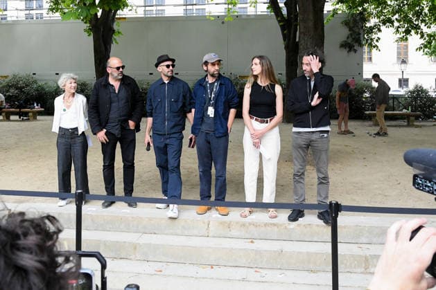 JR s trompe-l oeil Installation La Caverne Opening - Paris JR and Thomas Bangalter attend the opening of the trompe-l oeil installation La Caverne on the Pont-Neuf bridge in Paris, France on June 16, 2026. Photo by Lionel Urman ABACAPRESS.COM Paris France  Copyright: xUrmanxLionel ABACAx