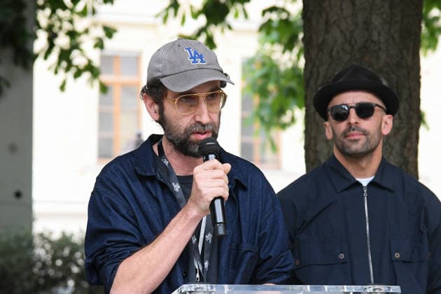 JR s trompe-l oeil Installation La Caverne Opening - Paris JR and Thomas Bangalter attend the opening of the trompe-l oeil installation La Caverne on the Pont-Neuf bridge in Paris, France on June 16, 2026. Photo by Lionel Urman ABACAPRESS.COM Paris France  Copyright: xUrmanxLionel ABACAx