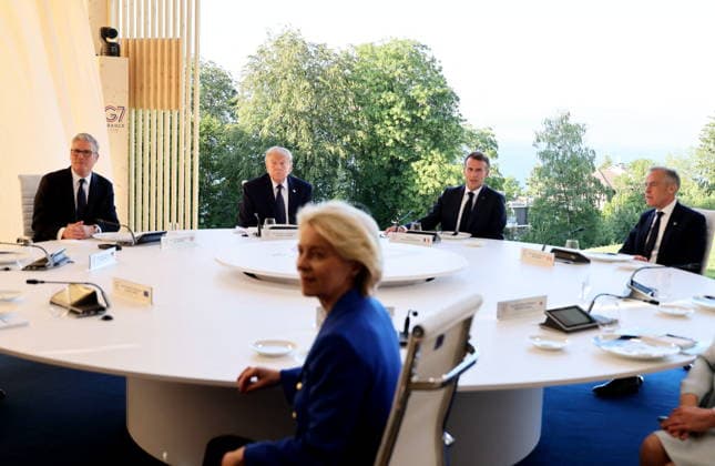 António Costa, President of the European Council; Friedrich Merz, Chancellor of Germany; Keir Starmer, Prime Minister of the United Kingdom; U.S. President Donald Trump, President Emmanuel Macron, Mark Carney, Prime Minister of Canada, Giorgia Meloni, Prime Minister of Italy, Sanae Takaichi, Prime Minister of Japan Arrival ofstate and government for a working dinner Responding together to major international challenges on the sidelines of the G7 summit in Évian-les-Bains on June 15, 2026 Dominique Jacovides Bestimage Arrival of the G7 heads of state and government for a working dinner Responding together to major international challenges on the sidelines of the G7 summit in Évian-les-Bains on June 15, 2026, Évian, France,detected_source_la  Copyright: xDOMINIQUExJACOVIDESx xBESTIMAGExDOMINIQUExJACOVIDESx xBESTIMAGEx