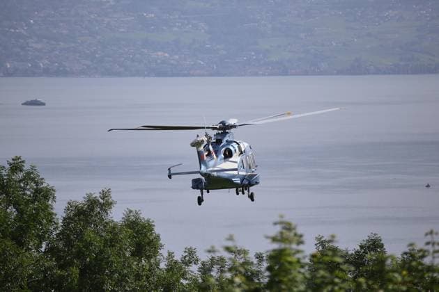 Évian-les-Bains, Frankreich, 16.06.2026: G7-Gipfel: Ein Hubschrauber landet am Tagungsort am Genfersee *** Évian-les-Bains, France, June 16, 2026 G7 Summit A helicopter lands at the summit venue on Lake Geneva,detected_source_language Copyright: xdtsxNachrichtenagenturx dts_123226