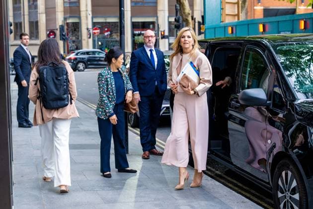 Londen, The Netherlands, 2026-06-16 08:57:13 LONDON, 16-06-2026, Queen Maxima at a roundtable discussion with financial service providers at Nationwide. The Queen is visiting London in her capacity as Special Advocate of the United Nations Secretary-General for Financial Health (UNSGSA). PHOTO: NLBeeld POOL Mischa Schoemaker Credit: NL Beeld Patrick van Emst  Copyright: xx x