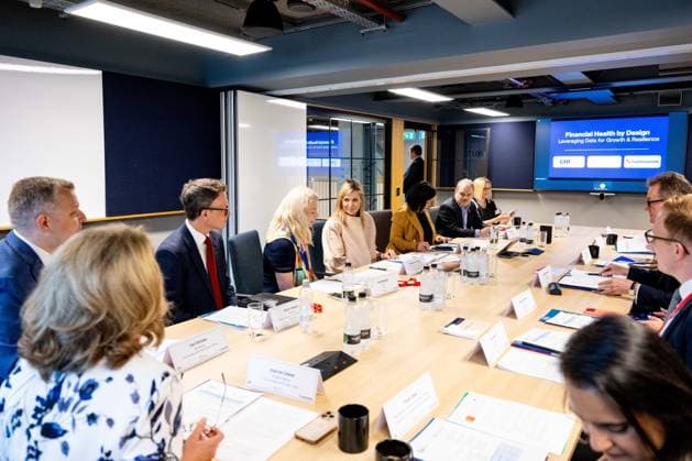 Londen, The Netherlands, 2026-06-16 09:10:12 LONDON, 16-06-2026, Queen Maxima at a roundtable discussion with financial service providers at Nationwide. The Queen is visiting London in her capacity as Special Advocate of the United Nations Secretary-General for Financial Health (UNSGSA). PHOTO: NLBeeld POOL Mischa Schoemaker Credit: NL Beeld Patrick van Emst  Copyright: xx x