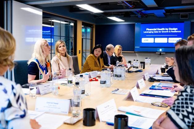 Londen, The Netherlands, 2026-06-16 09:12:27 LONDON, 16-06-2026, Queen Maxima at a roundtable discussion with financial service providers at Nationwide. The Queen is visiting London in her capacity as Special Advocate of the United Nations Secretary-General for Financial Health (UNSGSA). PHOTO: NLBeeld POOL Mischa Schoemaker Credit: NL Beeld Patrick van Emst  Copyright: xx x