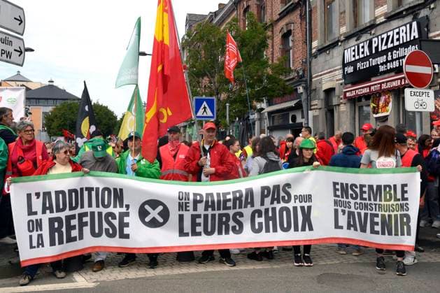 Demonstration By The Non Profit Sector 16 06 2026 NAMUR, BELGIUM - Protest organized by the FGTB, the CSC, and civil society groups against the Walloon Government s budget measures. The unions accuse the Walloon Government of shifting the burden onto workers and welfare recipients. Demonstration pictured on June 16, 2026 in Namur, Belgium, 16 06 2026 Namur Belgium  Copyright: xPhilipxReynaersx