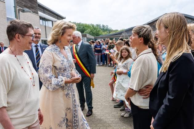managing director of the Zeepreventorium Ann Tanghe and Queen Mathilde of Belgium pictured during a royal visit to the Zeepreventorium in De Haan, Tuesday 16 June 2026. The paediatric rehabilitation centre is specialised in supporting children and young people with chronic conditions such as cystic fibrosis and obesity and celebrates its 100th anniversary.  KURTxDESPLENTER 177847290
