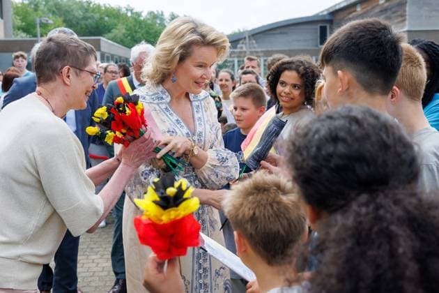 managing director of the Zeepreventorium Ann Tanghe and Queen Mathilde of Belgium pictured during a royal visit to the Zeepreventorium in De Haan, Tuesday 16 June 2026. The paediatric rehabilitation centre is specialised in supporting children and young people with chronic conditions such as cystic fibrosis and obesity and celebrates its 100th anniversary.  KURTxDESPLENTER 177847467