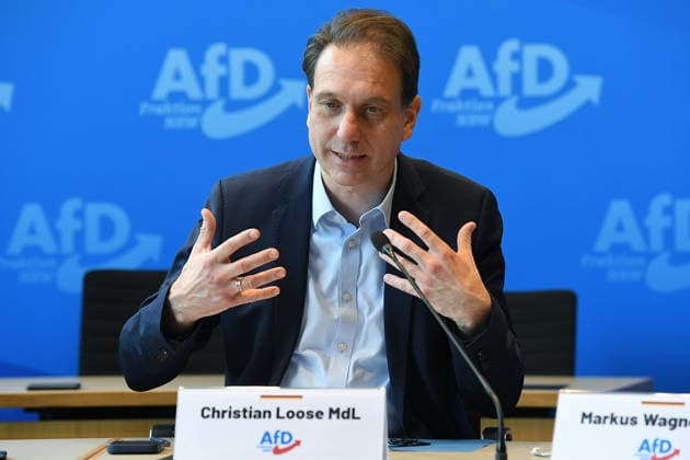 Pressekonferenz der AfD-Fraktion NRW am 16.06.2026 im Landtag in Düsseldorf Christian Loose ( Parlamentarischer Geschäftsführer AfD NRW ) *** Press conference of the AfD parliamentary group in North Rhine-Westphalia on June 16, 2026, at the state parliament in Düsseldorf; Christian Loose, Parliamentary Secretary of the AfD in North Rhine-Westphalia,detected_source_language xRx