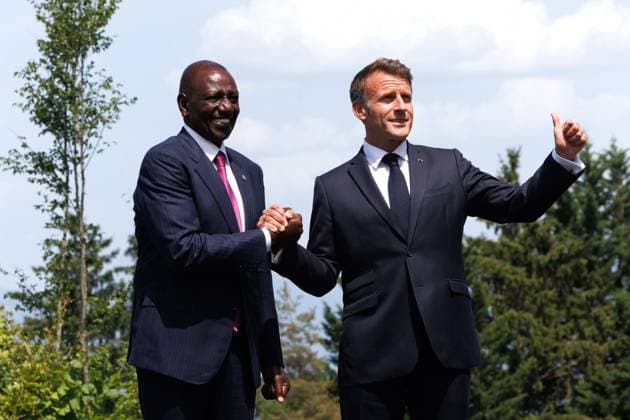 G7 SUMMIT PHOTO PQR LE DAUPHINE Grégory YETCHMENIZA Évian-les-Bains June 16, 2026 Évian-les-Bains, Haute-Savoie, June 15, POOL Le Dauphiné Libéré Emmanuel Macron and Mr. William Ruto, President of the Republic of Kenya Grégory Yetchmeniza Le Dauphiné Libéré Evian, France, June 16, 2026 G7 Summit Évian-les-Bains, Haute-Savoie, Rhône-Alpes, France,detected_source_language  Copyright: xPHOTOPQR LExDAUPHINE MAXPPPxGrégoryxYETCHMENIZAx 20260616JDL6862 20260616JDL6862
