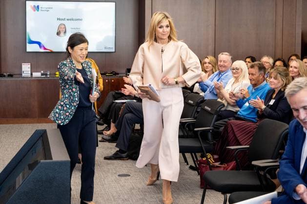 Londen, The Netherlands, 2026-06-16 11:16:44 LONDON, 16-06-2026, Queen Maxima at a roundtable discussion with financial service providers at Nationwide. The Queen is visiting London in her capacity as Special Advocate of the United Nations Secretary-General for Financial Health (UNSGSA). PHOTO: NLBeeld POOL Mischa Schoemaker Credit: NL Beeld Patrick van Emst  Copyright: xx x