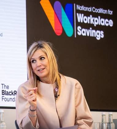 Londen, The Netherlands, 2026-06-16 11:35:39 LONDON, 16-06-2026, Queen Maxima at a roundtable discussion with financial service providers at Nationwide. The Queen is visiting London in her capacity as Special Advocate of the United Nations Secretary-General for Financial Health (UNSGSA). PHOTO: NLBeeld POOL Mischa Schoemaker Credit: NL Beeld Patrick van Emst  Copyright: xx x