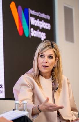 Londen, The Netherlands, 2026-06-16 11:38:28 LONDON, 16-06-2026, Queen Maxima at a roundtable discussion with financial service providers at Nationwide. The Queen is visiting London in her capacity as Special Advocate of the United Nations Secretary-General for Financial Health (UNSGSA). PHOTO: NLBeeld POOL Mischa Schoemaker Credit: NL Beeld Patrick van Emst  Copyright: xx x
