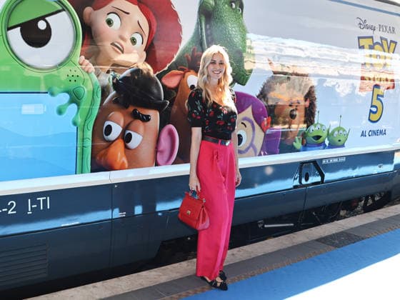 IPA85744890 - Rome, Termini Station, photo op for the animated film Toy Story 5. Pictured: Elena Santarelli  Copyright: xMarcoxProvvisionatox xMarcoxProvvisionatox 85744890