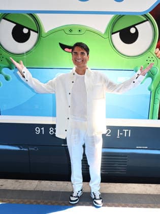 IPA85745079 - Rome, Termini Station, photo op for the animated film Toy Story 5. Pictured: Sal Da Vinci  Copyright: xMarcoxProvvisionatox xMarcoxProvvisionatox 85745079