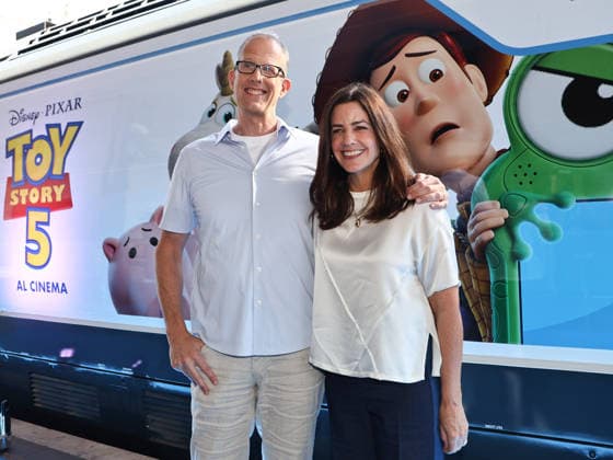 IPA85750719 - Rome, Termini Station, photocall for the animated film Toy Story 5. Pictured: Pete Docter, Lindsey Collins  Copyright: xMarcoxProvvisionatox xMarcoxProvvisionatox 85750719
