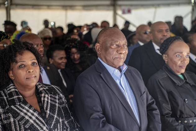50th anniversary of Soweto Uprising marked in Johannesburg??????? JOHANNESBURG, SOUTH AFRICA - JUNE 16: South African President Cyril Ramaphosa (C) attends the commemoration ceremony held on the 50th anniversary of June 16 National Youth Day, marked in honor of those who lost their lives during the Soweto Uprising, which was launched by Black students in 1976 against the apartheid regime s decision to make Afrikaans compulsory in education and led to widespread protests across the country, in the Soweto district of Johannesburg, South Africa on June 16, 2026. As part of the ceremony, South Africans march along the route where the uprising was most intense and many people were killed, accompanied by national songs. Ihsaan Haffejee Anadolu  Copyright: x2026xAnadoluxIhsaanxHaffejeex