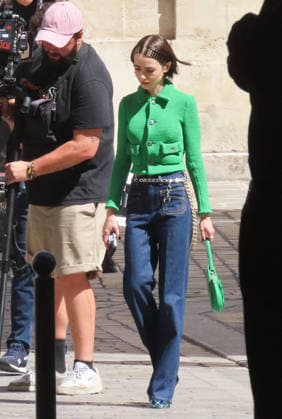 Emily in Paris Set - Paris Lily Collins during the set of the new season of Netflix series Emily in Paris, in Paris, France on June 16, 2026. Photo by ABACAPRESS.COM Paris France  Copyright: xABACAx