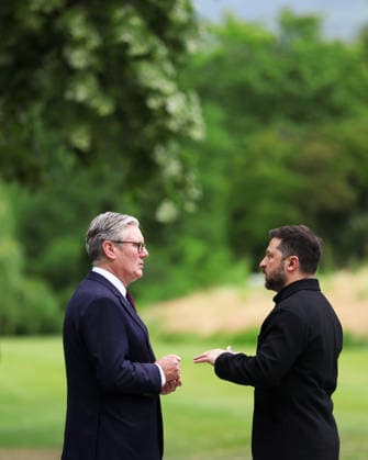 Prime Minister Keir Starmer attends G7 Leaders Summit in Evian 16 06 2026. Evian, France. Prime Minister Keir Starmer tete-a-tete with Volodymyr Zelenskyy, President of Ukraine during day two of the G7 Leaders Summit with his wife Victoria, hosted by French President Emmanuel Macron in Evian., Credit:Ben Perry B66 Avalon France, Greater London, Evian, 10 Downing Street  Copyright: xBenxPerryx xB66x xAvalonx 1110576583