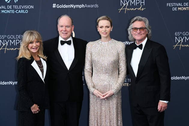 IPA85757190 - Monte Carlo, 65th Monte Carlo Television Festival - Closing Ceremony Red Carpet - Goldie Hawn, Prince Albert II of Monaco, Princess Charlene of Monaco, and Kurt Russell  Copyright: xAlbertoxTerenghix xAlbertoxTerenghix 85757190